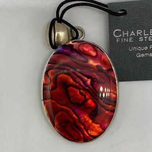 .925 Sterling Silver Abalone Pendant New